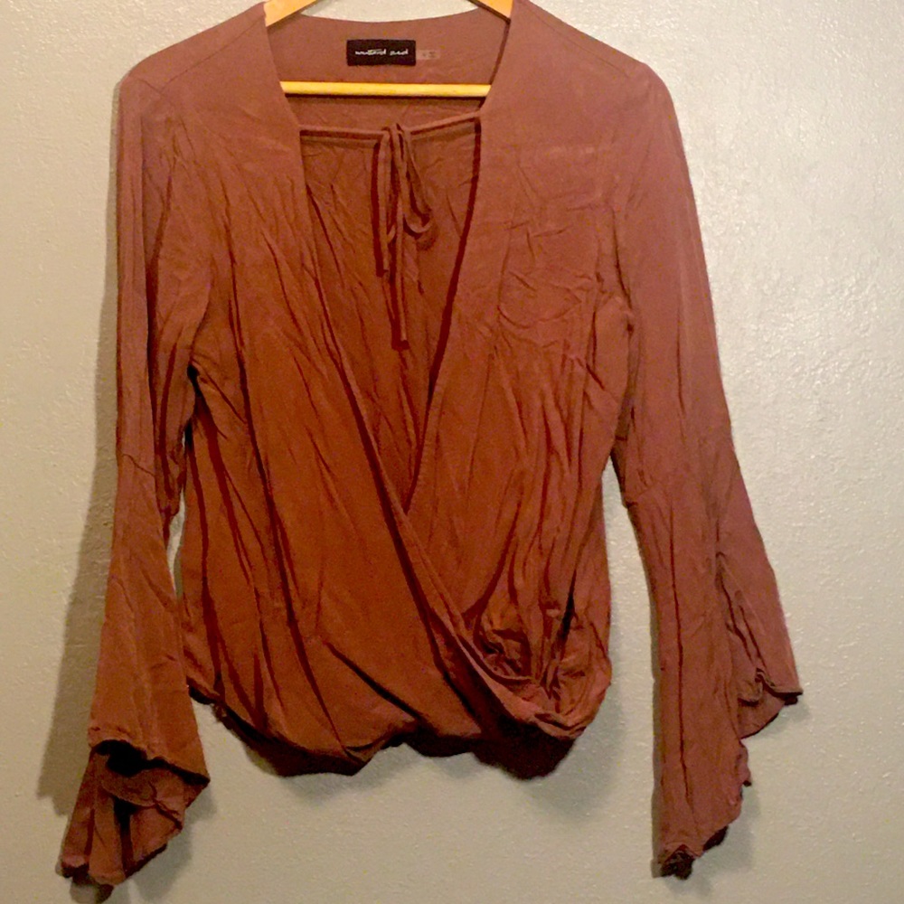 Brown Bell Sleeved Top